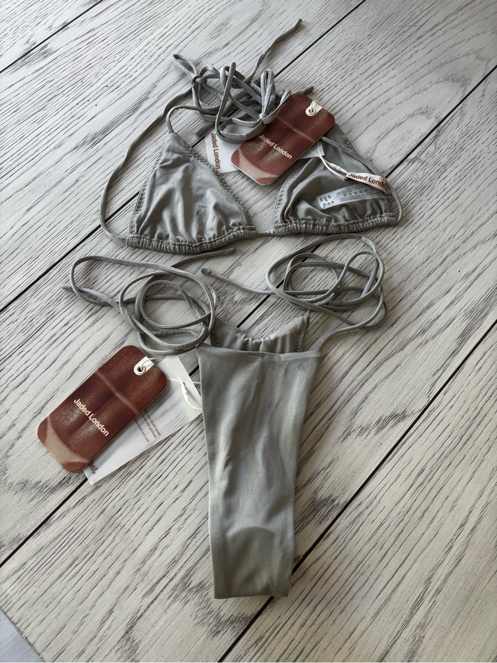 Jaded London Gray Studded Triangle Bikini Set - Picture 3 of 7